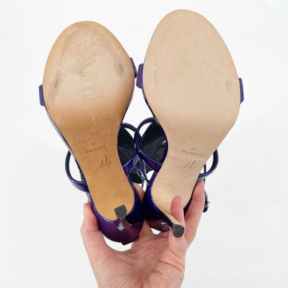 Giuseppe Zanotti Metallic Purple Cruel Alien Wing Stiletto Heel Sandals IT 37 - Picture 10 of 13
